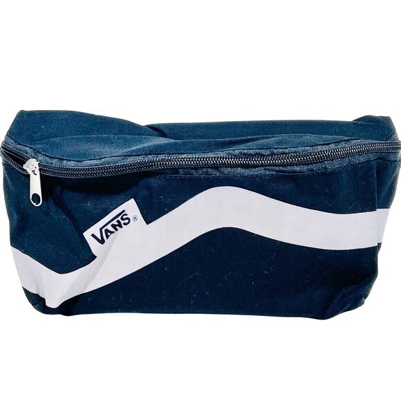 Vans Fanny Pack Black Big White Stripe Logo Belt Bag Crossbody New